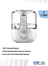 VZN Oda Nemlendirici Buhar Makinesi 3L | Konforlu ve Pratik